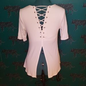 Lace up back top
